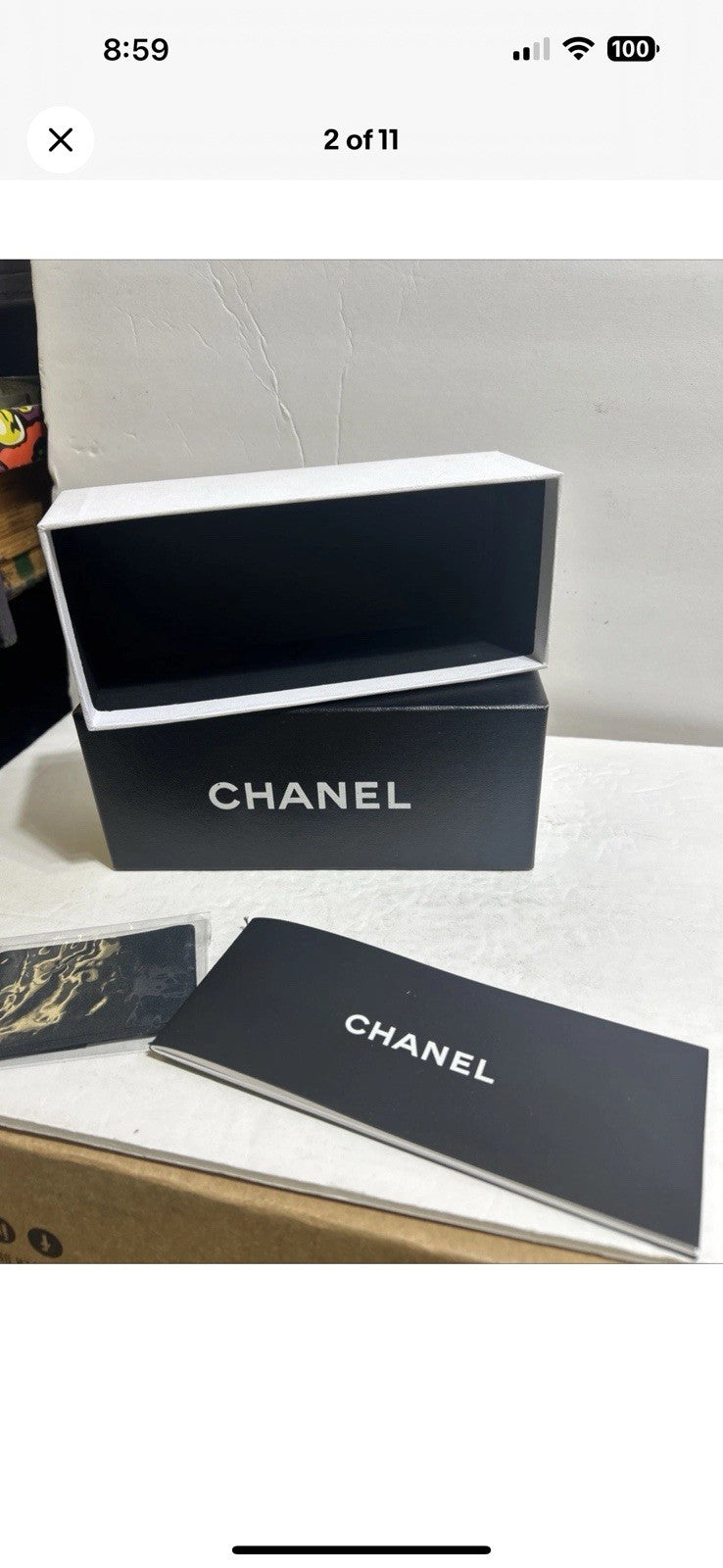 Authentic Chanel CH5271 Black Cat Eye Gold Mirror  Lens CC Logo w/Box & Hardcase