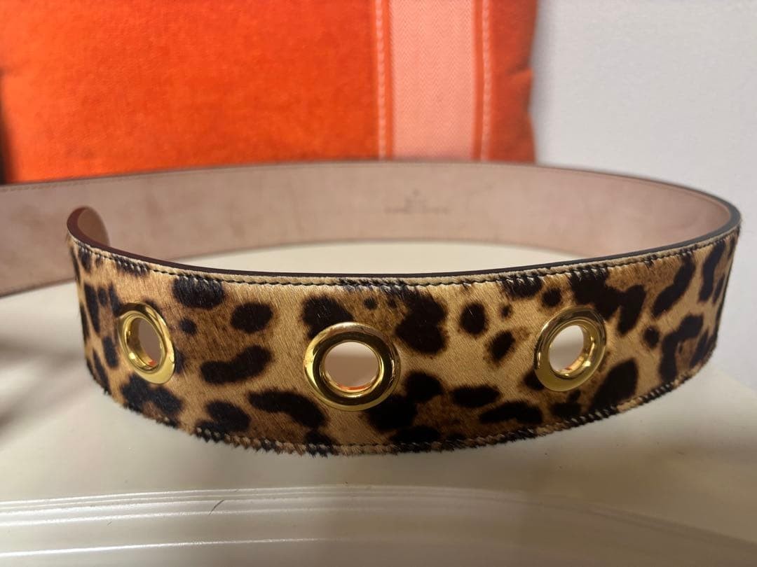 Gucci Belt Leopard Calf Fur Leather Vintage Rare Deadstock Not Used