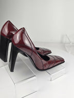 Vintage Casadei Red Patent Leather Block Heel Square Toe Pumps - Size 9