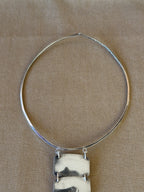 VTG Artisan Studio Modernist Sterling Silver 925 Moonstone Choker Necklace