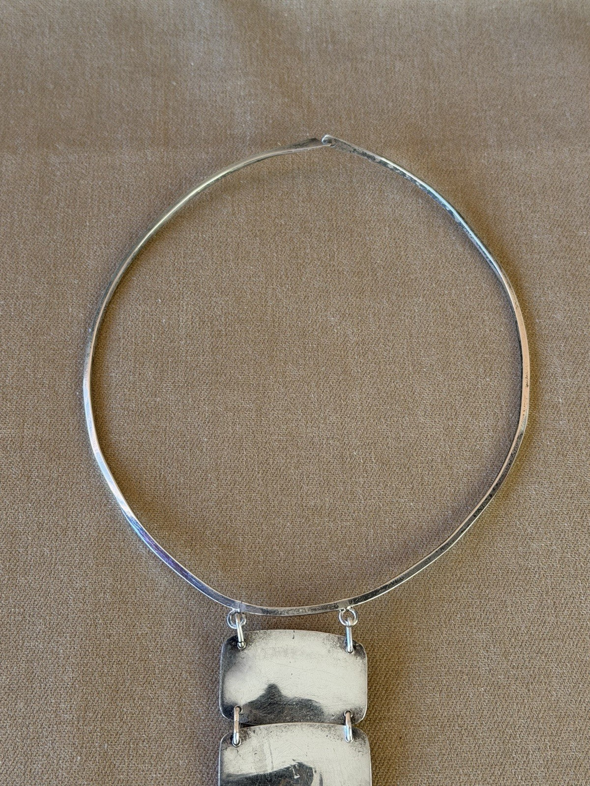 VTG Artisan Studio Modernist Sterling Silver 925 Moonstone Choker Necklace