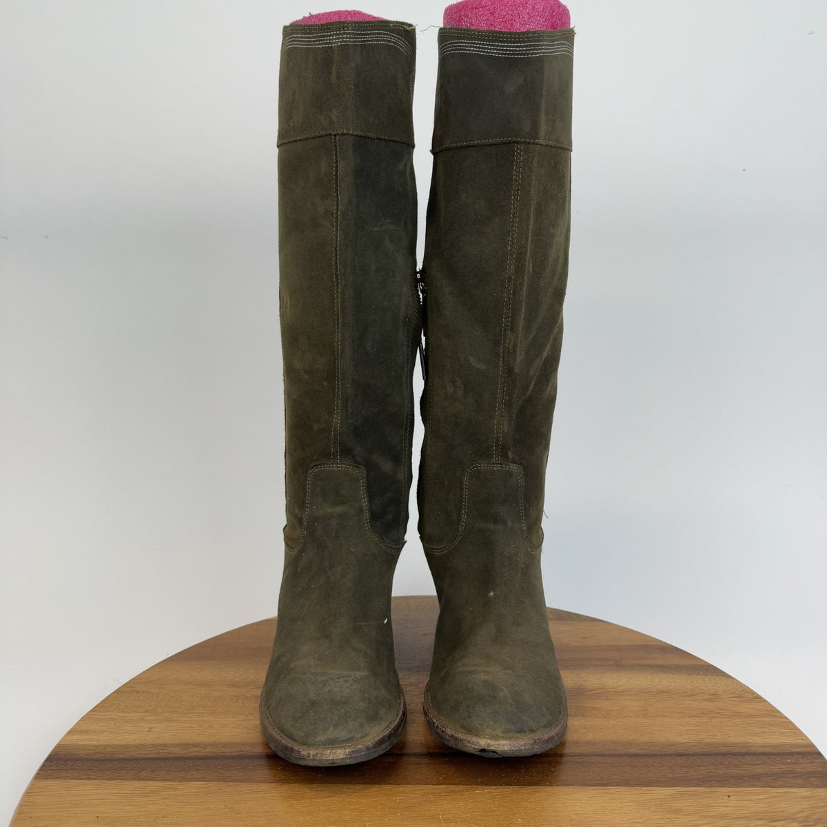 Donald Pliner Willi Green Suede Knee High Heeled Riding Boots Size 7.5