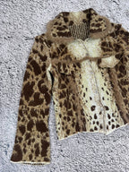 Vintage Leopard Mohair Animal Wool Jacket Blazer Glamour