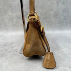 PRADA Y2K Shoulder Hand Hobo Bag Brown Suede Leather Women's Authentic Used