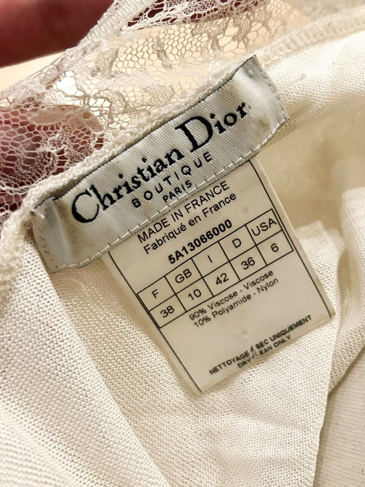 F/W 2005 Christian Dior by John Galliano Sheer Ivory Lace Dress