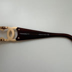 VTG 90s CHANEL Interlocking CC Logo Gold Frame Gradient Lenses Marked Sunglasses