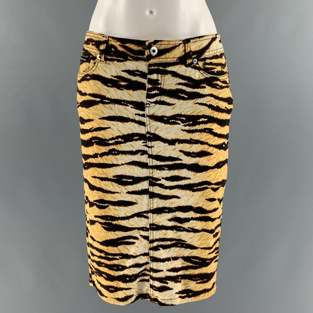 Dolce & Gabbana Brown Gold Cotton Blend Skirt Set XS