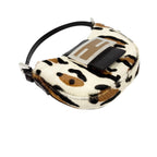FENDI Vintage Logo Leopard Pony Calf Hair Micro Croissant Handbag Bag White
