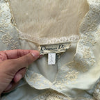 Vtg 70s Christian Dior Lingerie Ivory Lace Silk Nightgown Slip Womens Small