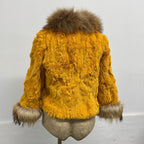 Vintage Y2K Gold Rabbit and Raccoon Fur Jacket