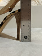 Casadei Natural Leopard Print Beige Leather Ankle Strap Heel 8.5