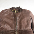 Riri Studded Leather Jacket Brown Small