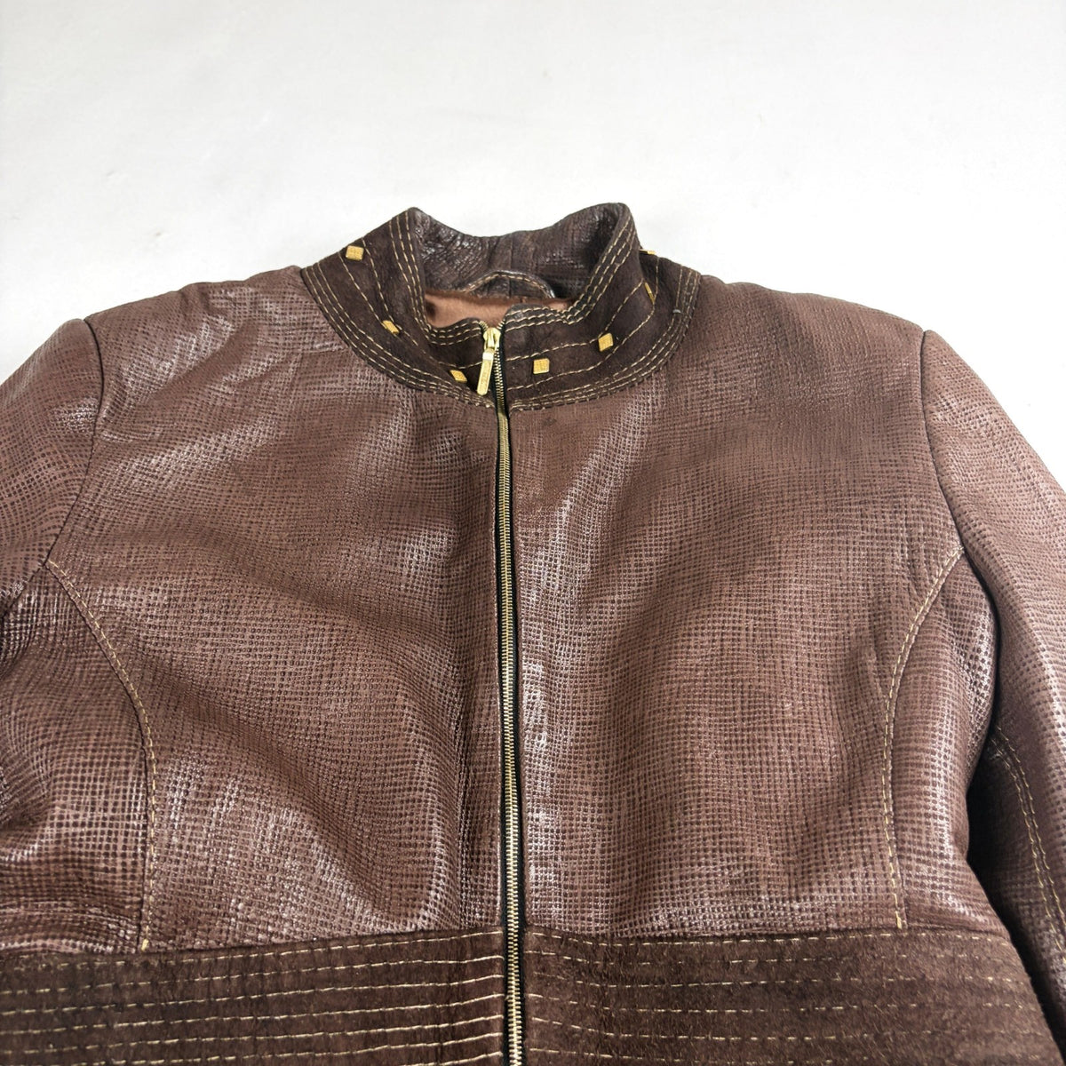 Riri Studded Leather Jacket Brown Small