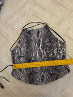 Bebe Vintage Sequin Snakeskin Two Piece Set Small