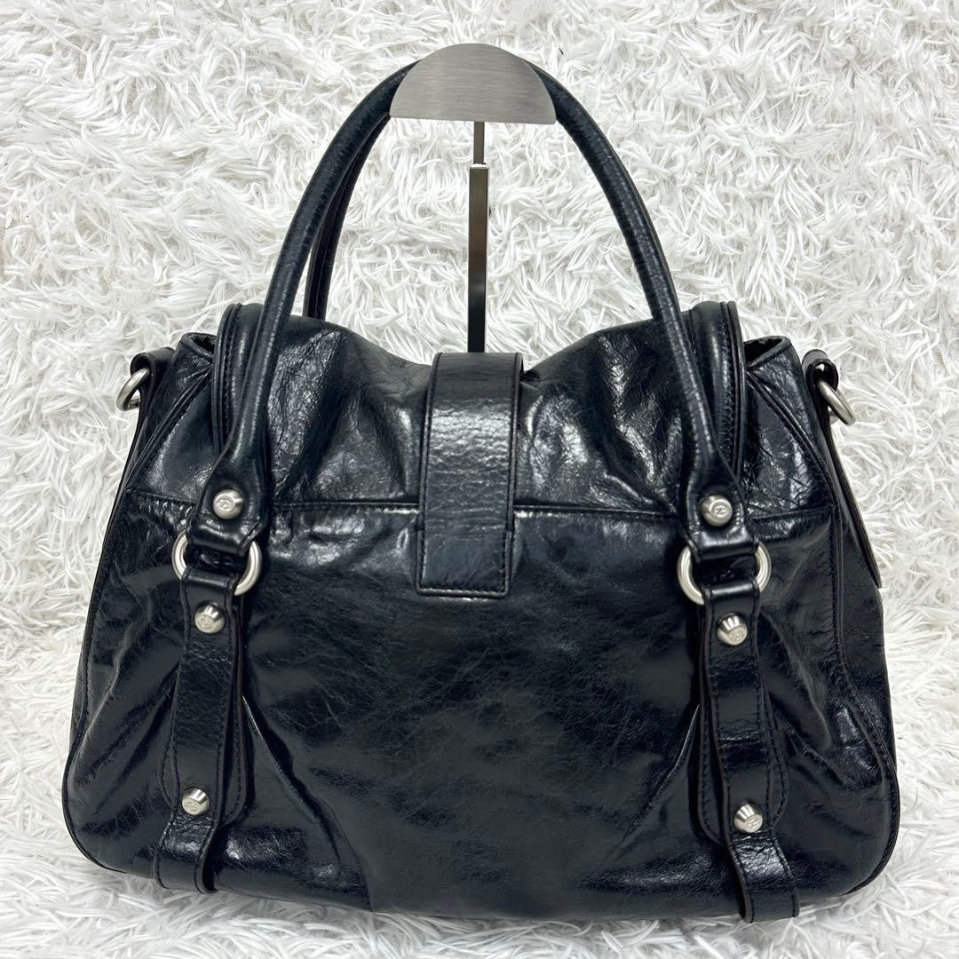 Francesco Biasia Handbag Tote Leather studs Black y2k gimmick grunge vintage