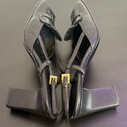 Prada Black Leather Square Toe Slingback Pump Size 35.5