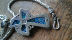 Sterling Silver Byzantine Chain Millefiori Glass Cross Alan K Murano ~ 67 Grams