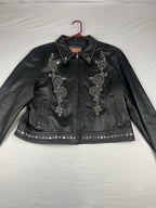 Cripple Creek Genuine Leather Studded Western Biker Jacket Black XXL