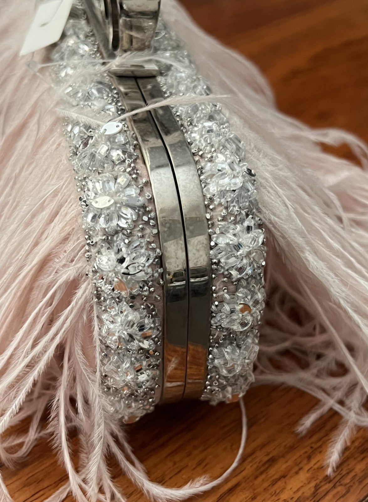 Alexander McQueen Vintage Pink Feather Knuckle Duster Skull Clutch