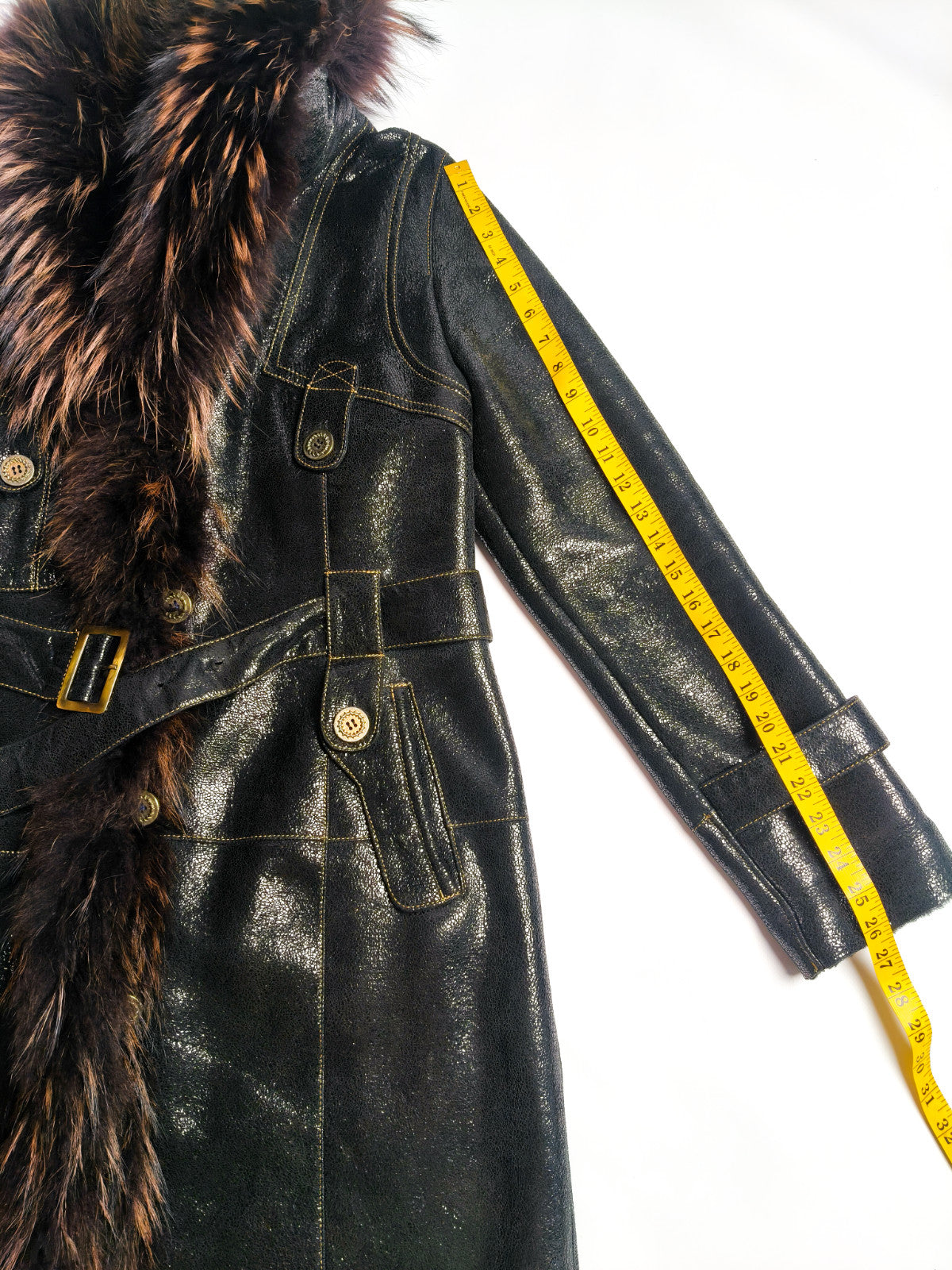 Penny Lane Belted Sheepskin Shearling Coat Size L