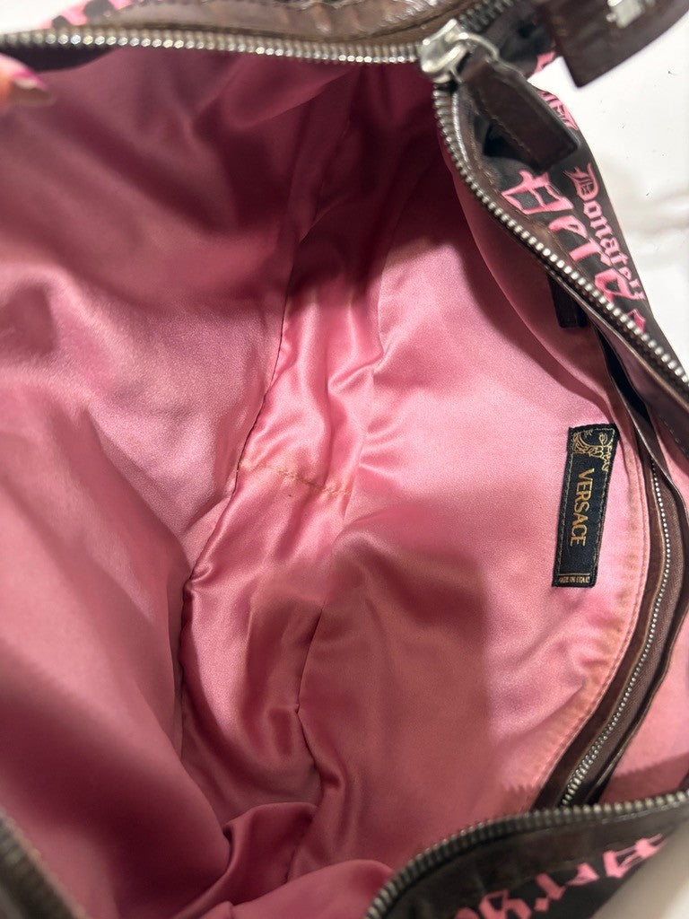 Versace Brown Embroidered Hobo Bag