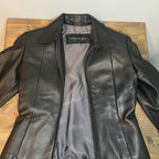 Vintage Black Leather Jacket American Base Womens Small Fitted Biker