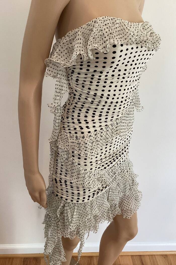 EMANUEL UNGARO VINTAGE S/S 2003 RUNWAY RUCHED MINI DRESS SIZE 38