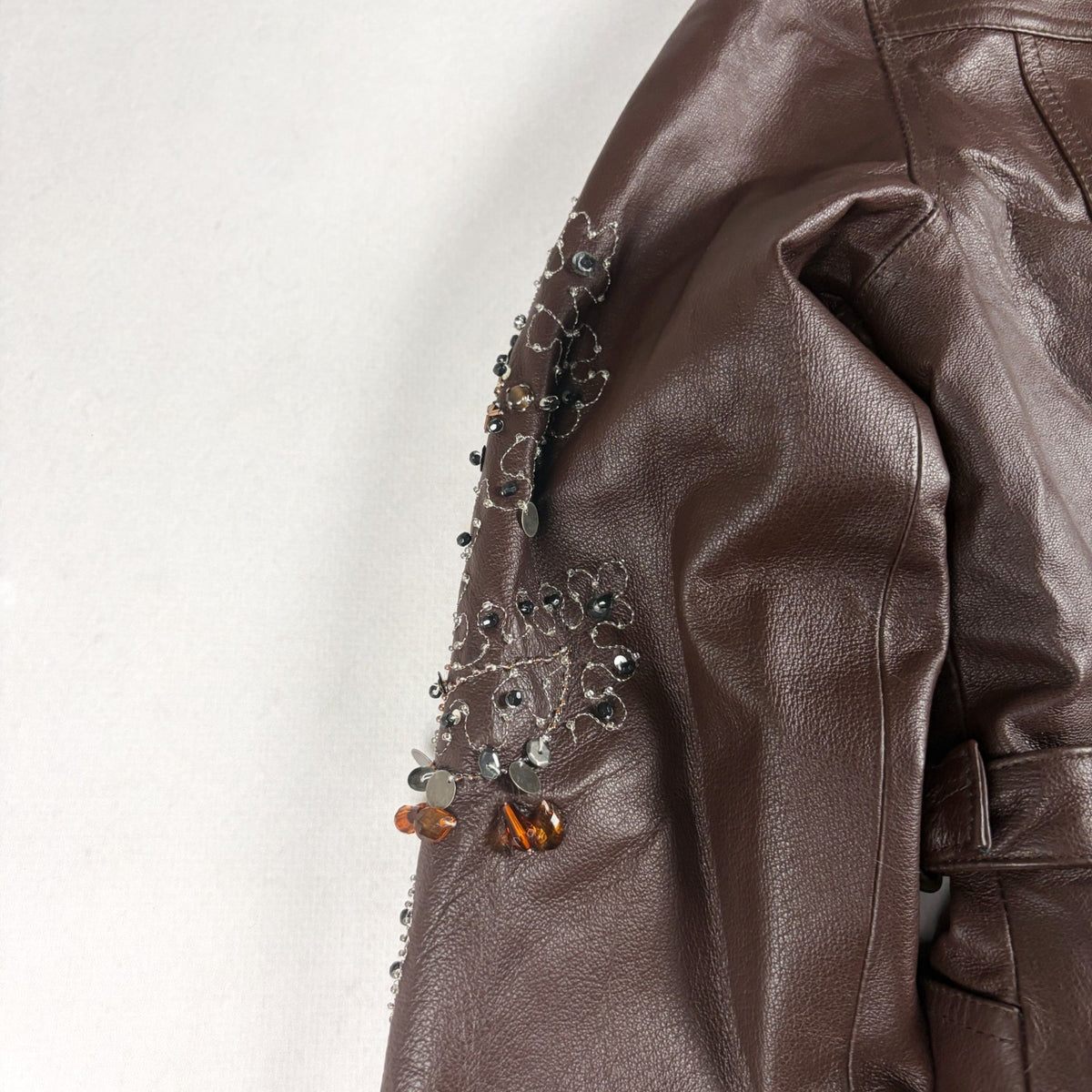 Together Real Leather Jacket Small Brown with Fur Trim