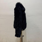 Vintage Black Rabbit and Fox Fur Jacket