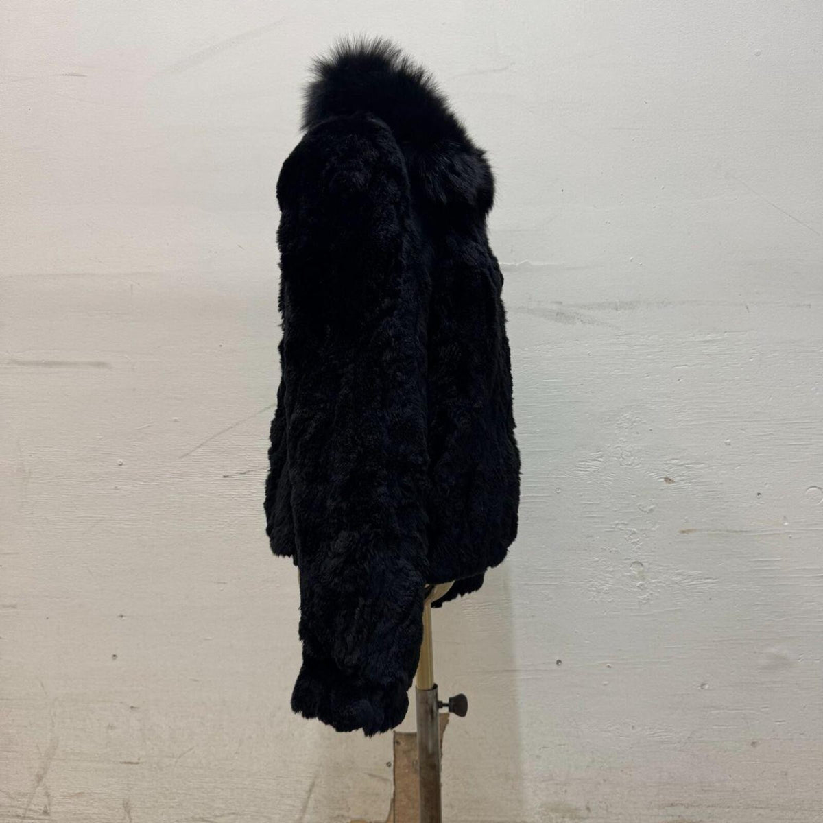 Vintage Black Rabbit and Fox Fur Jacket