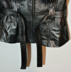 Cache Vintage Lamb Leather Jacket with Detachable Fox Fur Collar