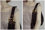 Francesco Biasia Brown Leather and Suede Medium Shoulder Bag with Tassels