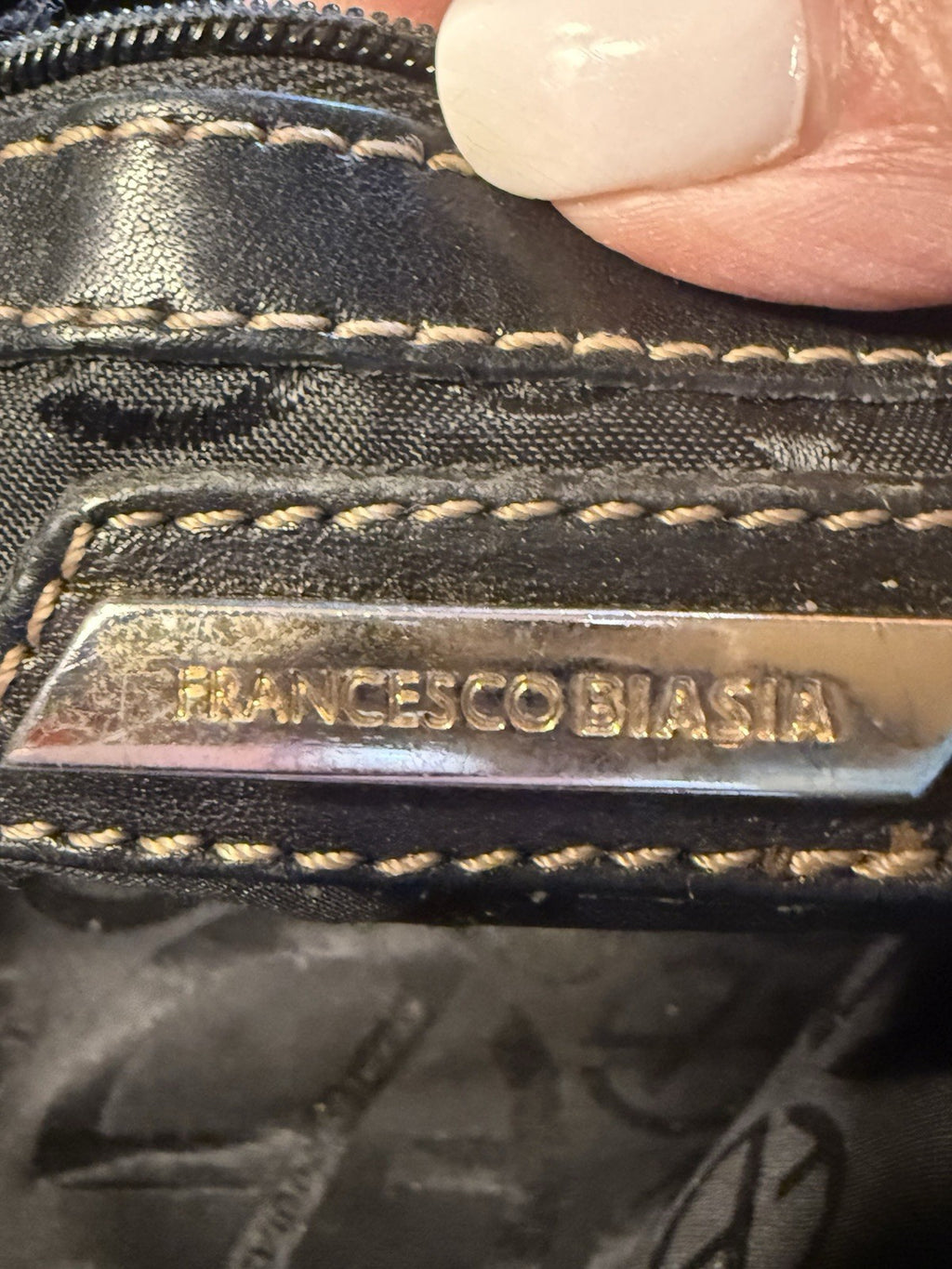 Francesco Biasia Studded Leather Hobo Satchel