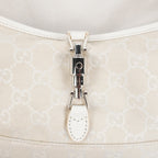 Gucci Jackie Slim Medium Shoulder Bag In Ivory GG Canvas W/ White Leather Trim