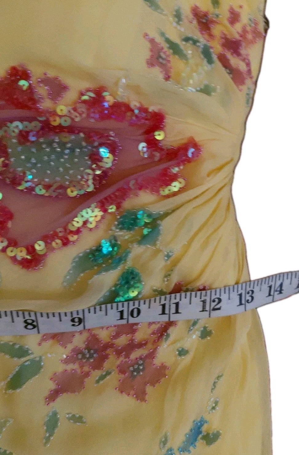 Vintage Cache Yellow Beaded Maxi Dress