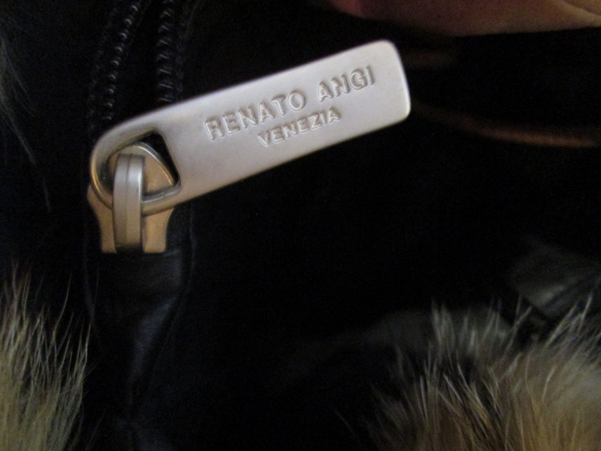 Renato Angi Venezia Genuine Leather Bag with Fox Fur Trim
