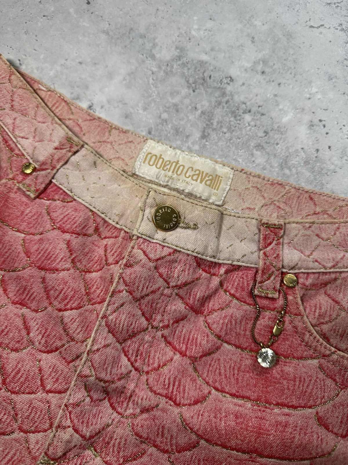 Roberto Cavalli S/S1999 Pink Python Glittered Swarovski Jeans