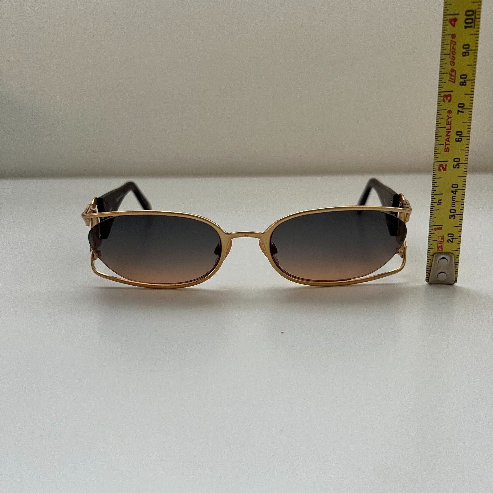 VTG 90s CHANEL Interlocking CC Logo Gold Frame Gradient Lenses Marked Sunglasses