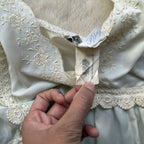 Vtg 70s Christian Dior Lingerie Ivory Lace Silk Nightgown Slip Womens Small