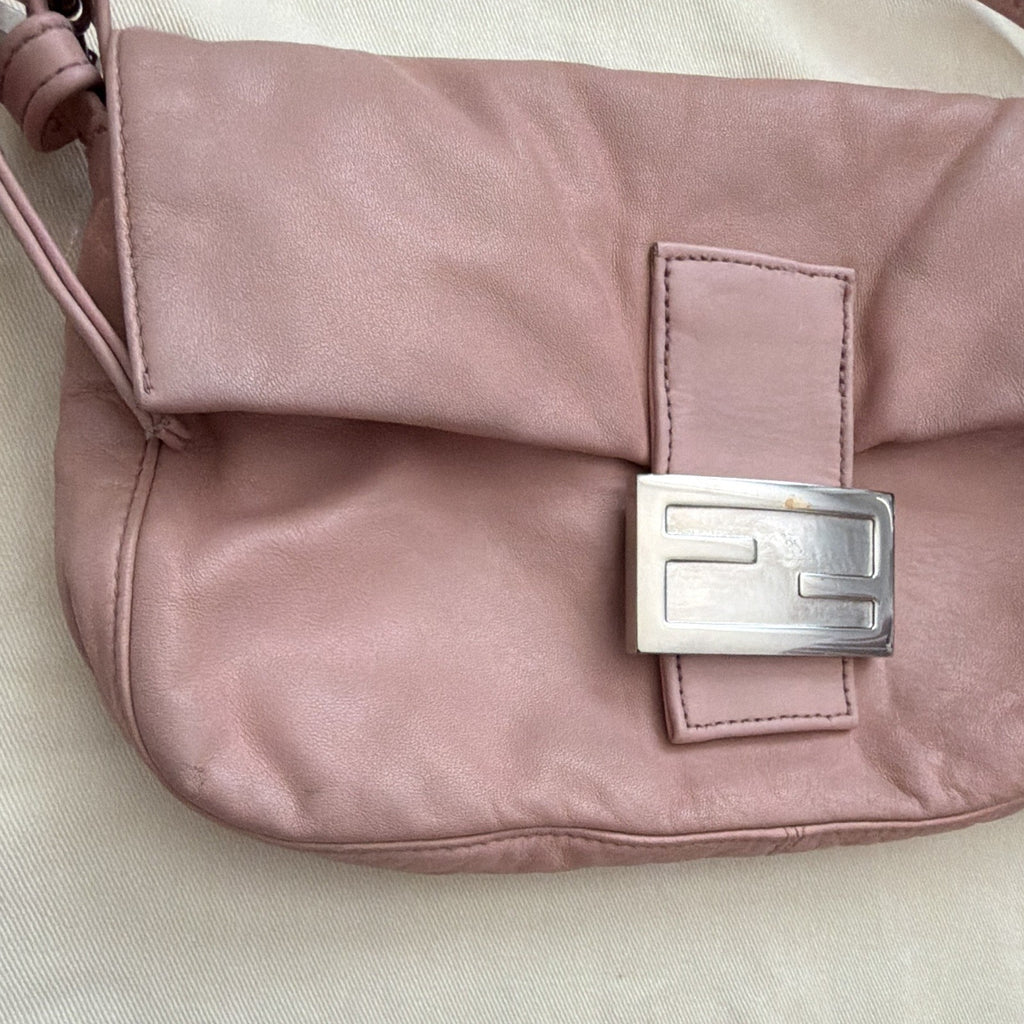 Fendi Pink Shoulder Bag Silver Logo Hardware Dust Bag