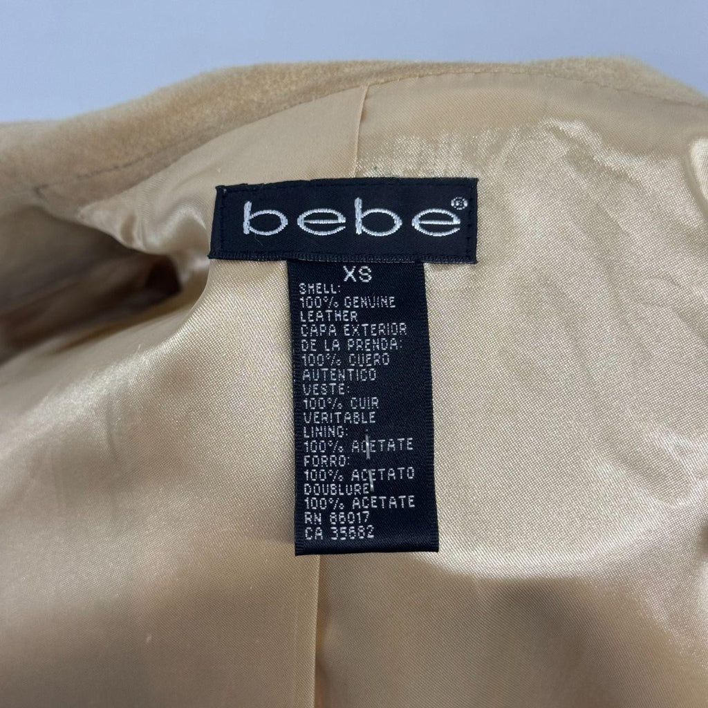 Bebe Y2K Genuine Leather Whipstitch Corset Tie-Front Jacket