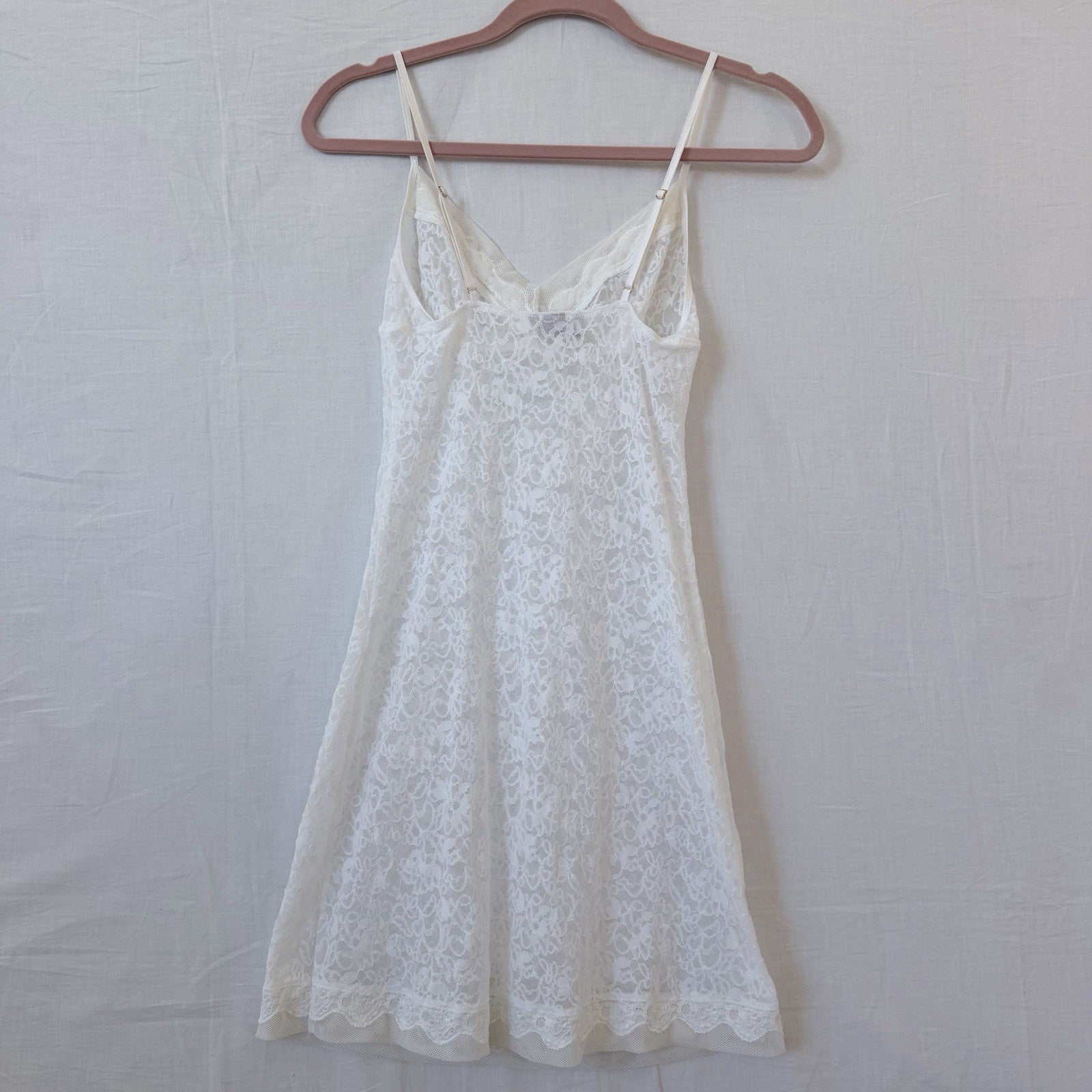 Victoria’s Secret Y2K White Lace Babydoll Slip Dress Nightgown M Coquette Fairy