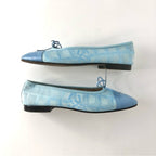 Chanel CC Logo Bow Cap Toe Ballerina Flats 38.5