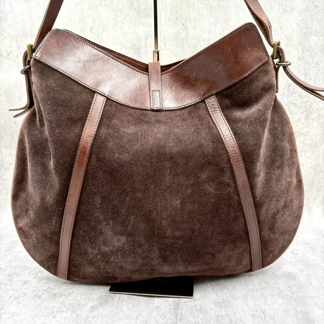 Ralph Lauren Vintage Suede Leather Hobo Shoulder Bag Brown