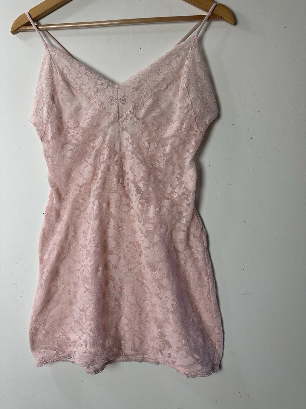 Victorias Secret Lace Chemise Pink Lingerie Slip Dress Babydoll Sheer Coquette M