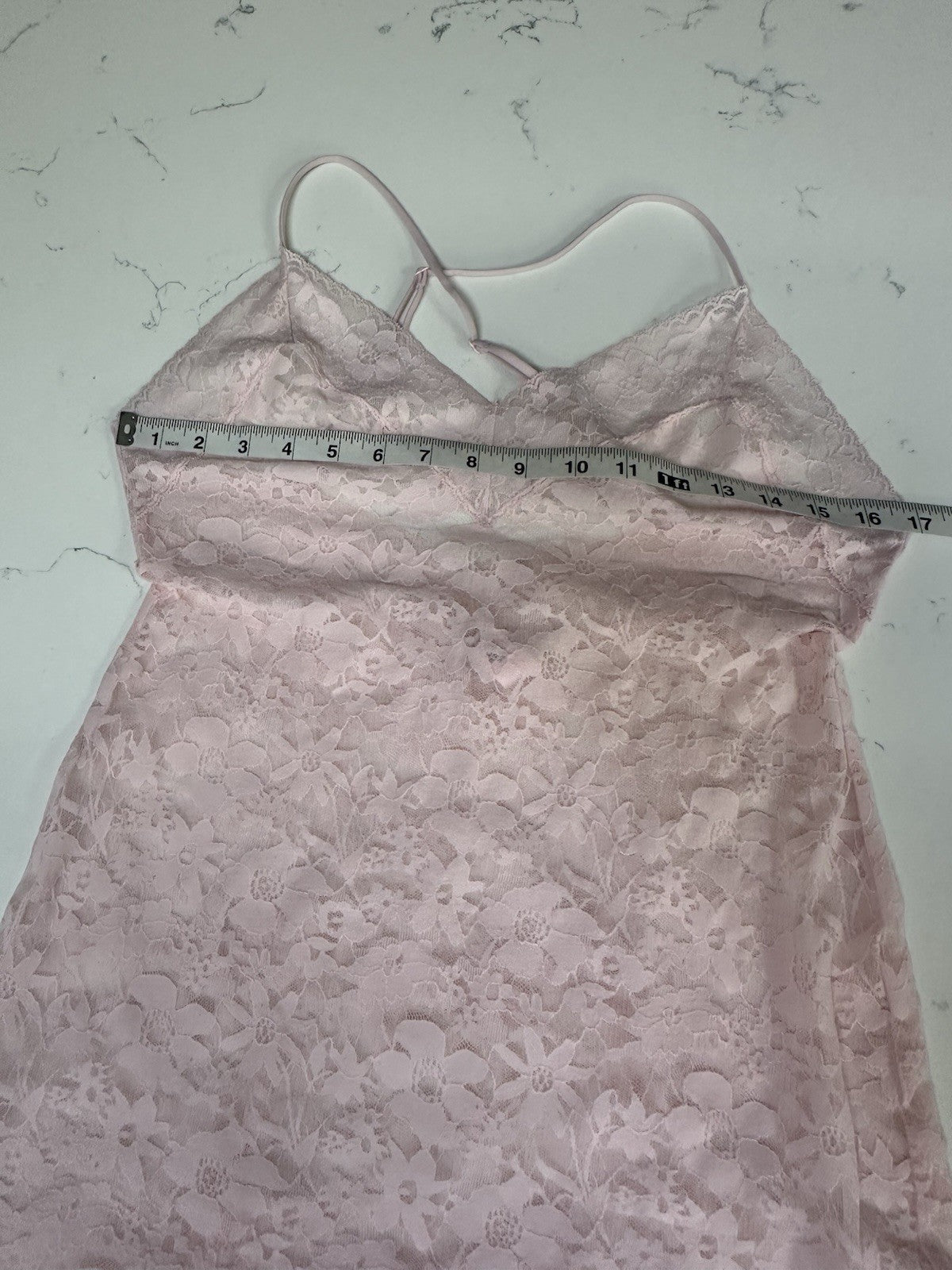 Victorias Secret Lace Chemise Pink Lingerie Slip Dress Babydoll Sheer Coquette M