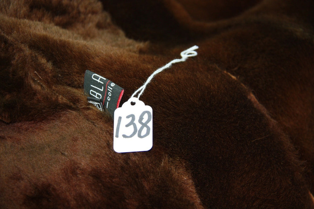 Leather Shearling Coat with Large Collar Natural XL