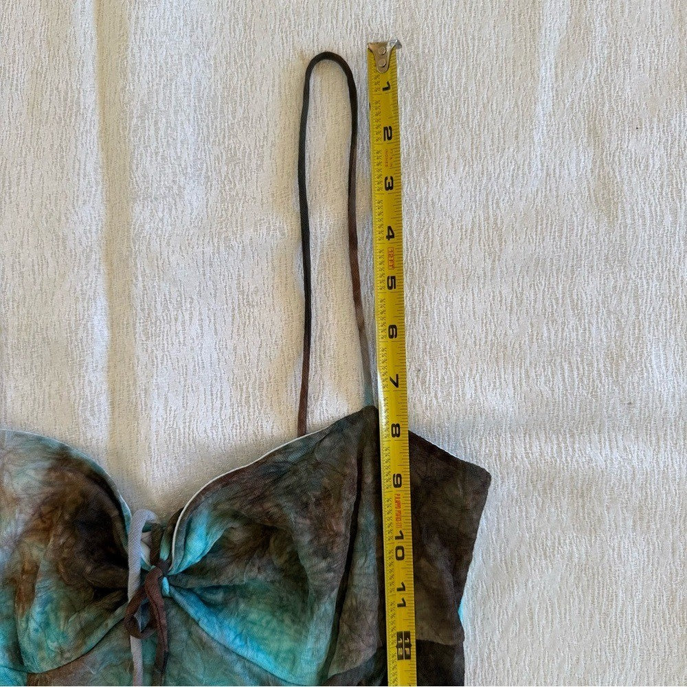 Turquoise Brown Tie Dye Slip Dress