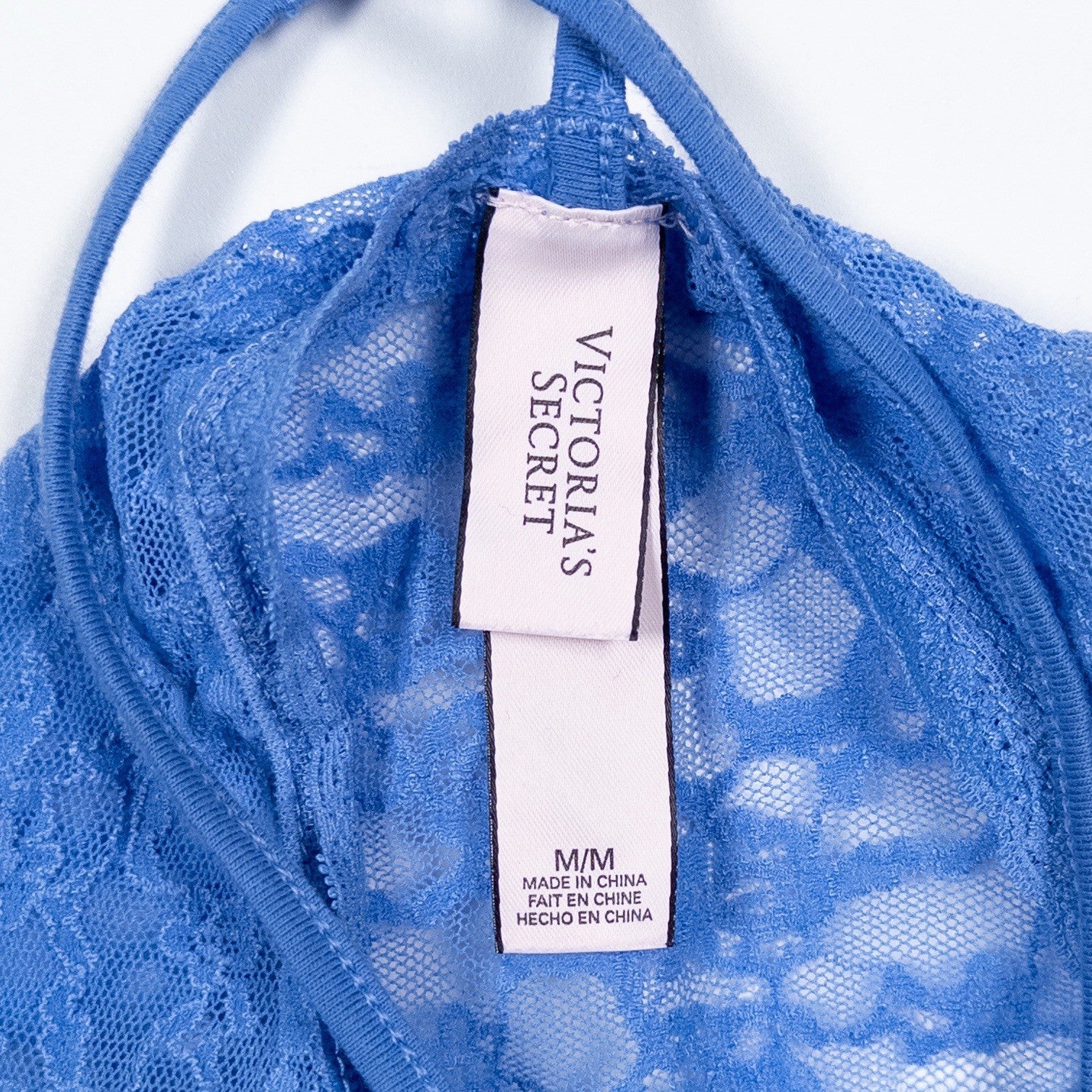 Victoria’s Secret Lace Chemise Slip Dress Blue M Racerback Lingerie Sleepwear