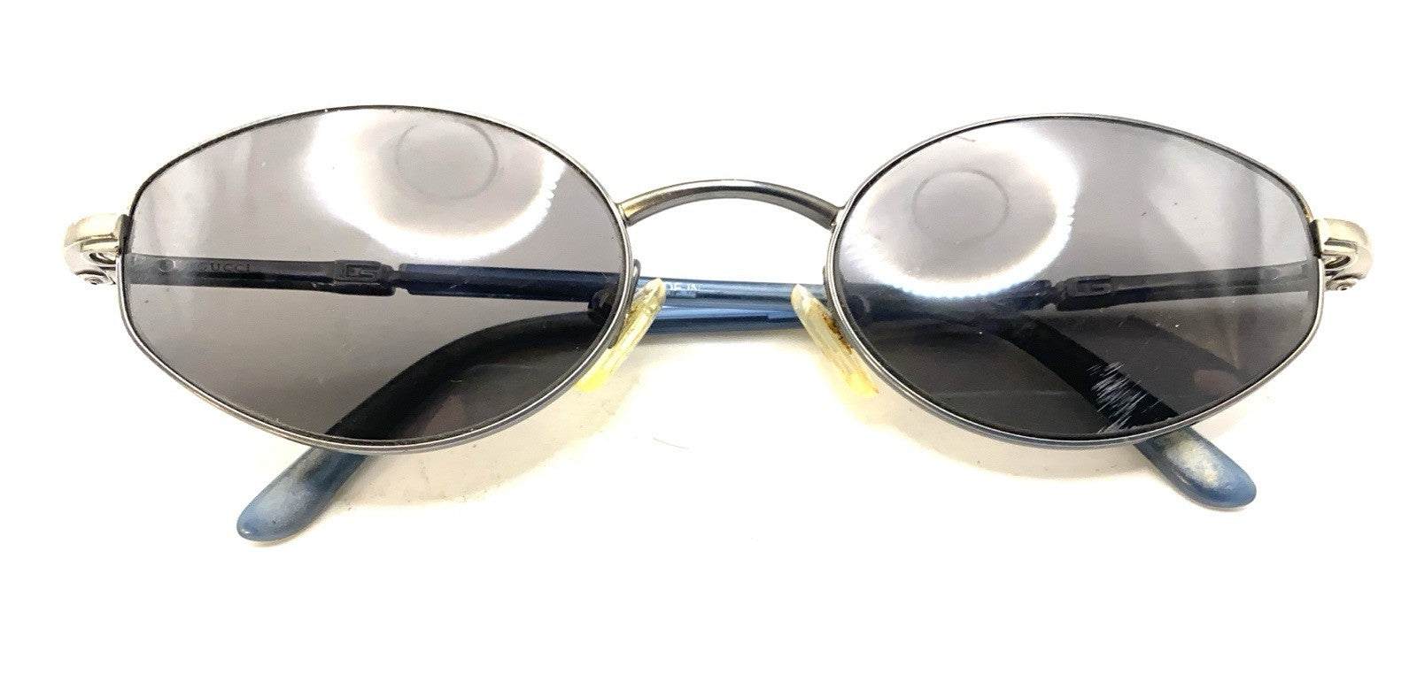 Gucci GG Light Gray Blue Metal Oval Eyeglasses Frames 49-20 Designer Men Women